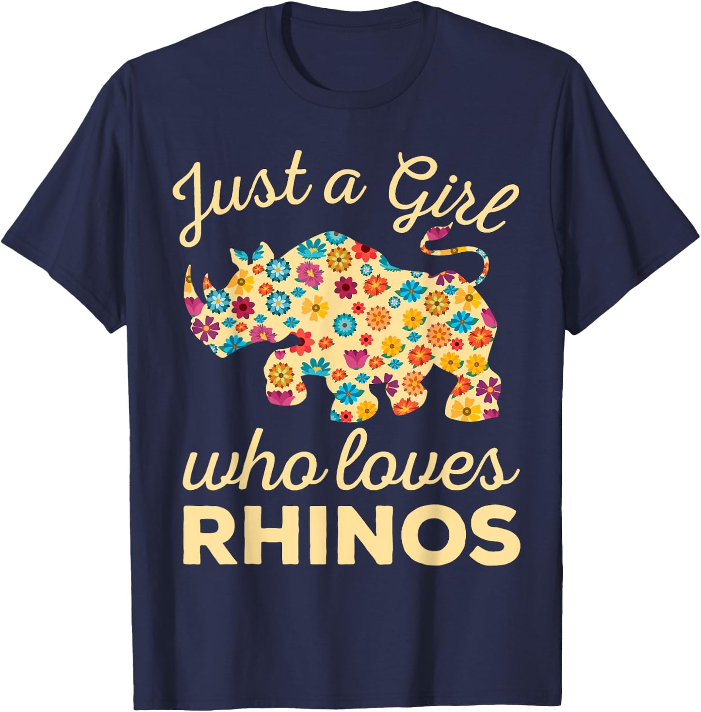 Just A Girl Who Loves Rhinos Rhinoceros Horn Safari Wildlife T-Shirt - T-Shirt | Navy