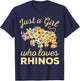 Just A Girl Who Loves Rhinos Rhinoceros Horn Safari Wildlife T-Shirt - T-Shirt | Navy
