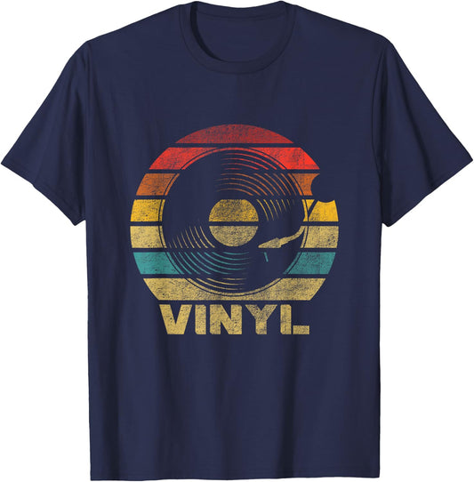 Retro Vinyl Vintage Record Player T-Shirt - T-Shirt | Navy