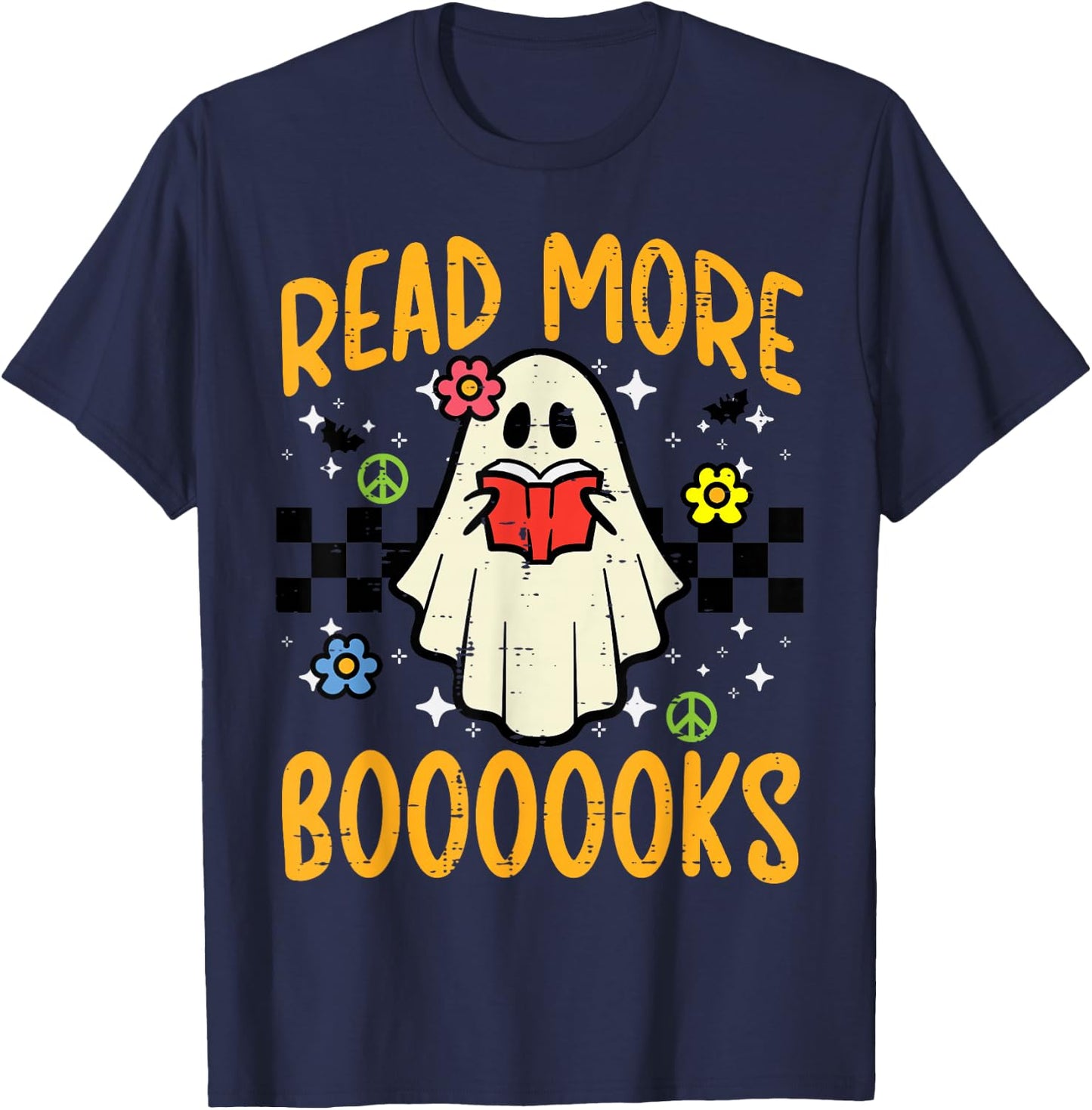 Halloween Read More Books Retro Costume Teacher Women Girls T-Shirt - T-Shirt | Navy