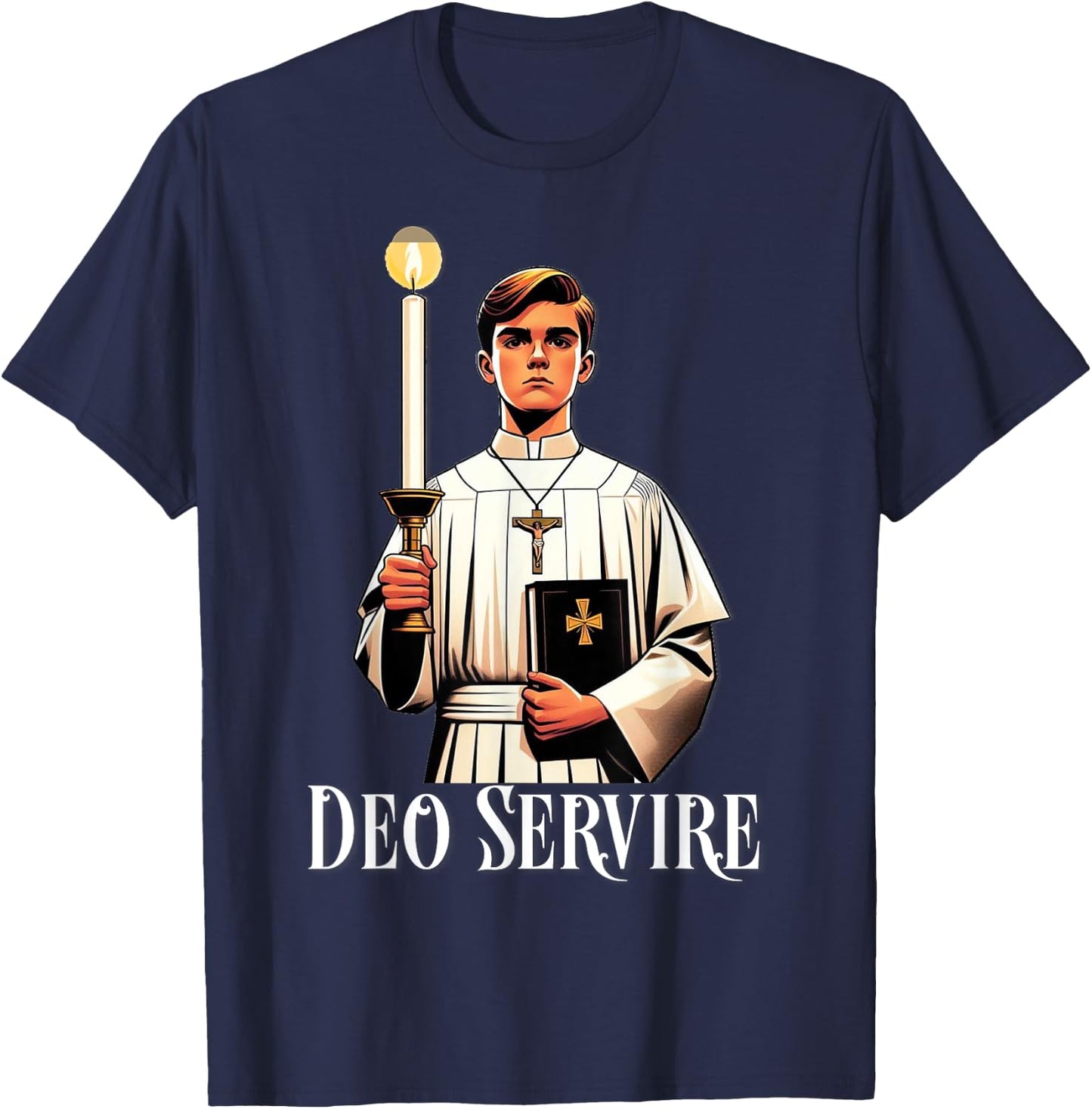 Catholic Altar Server Latin Mass T-Shirt - T-Shirt | Navy