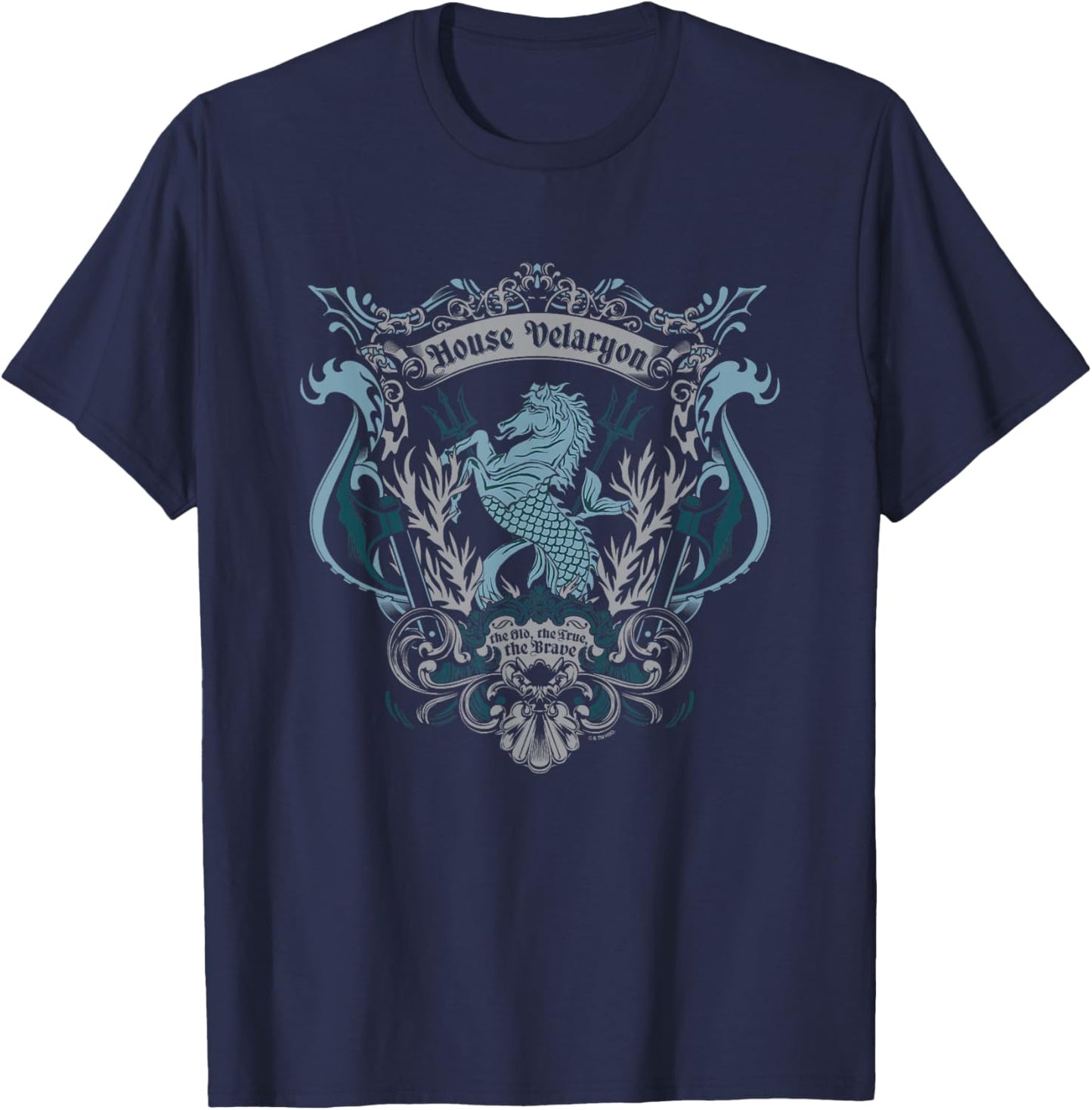Game Of Thrones Iconic House Velaryon Old True Brave Logo T-Shirt - T-Shirt | Navy