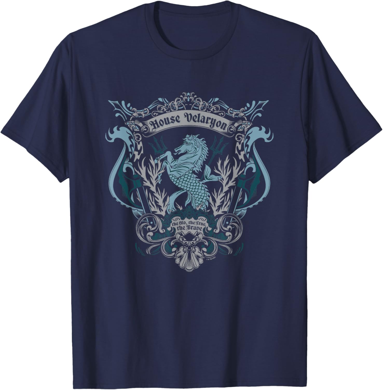 Game Of Thrones Iconic House Velaryon Old True Brave Logo T-Shirt - T-Shirt | Navy