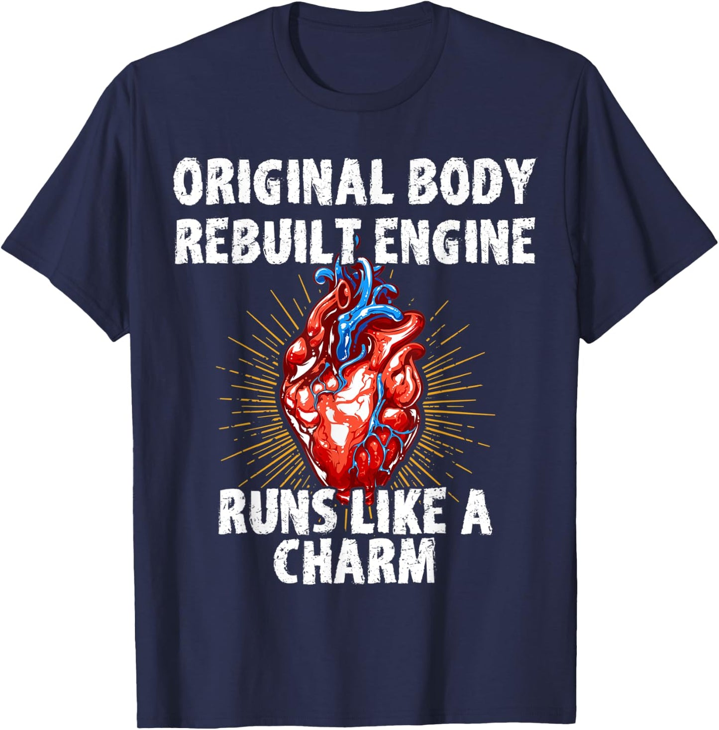 Original Body Rebuilt Engine Runs Like A Charm Vintage T-Shirt - T-Shirt | Navy