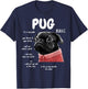 Cute Kawaii Funny Black Pug Dog Rules Gifts Men Women Kids Small T-Shirt - T-Shirt | Navy