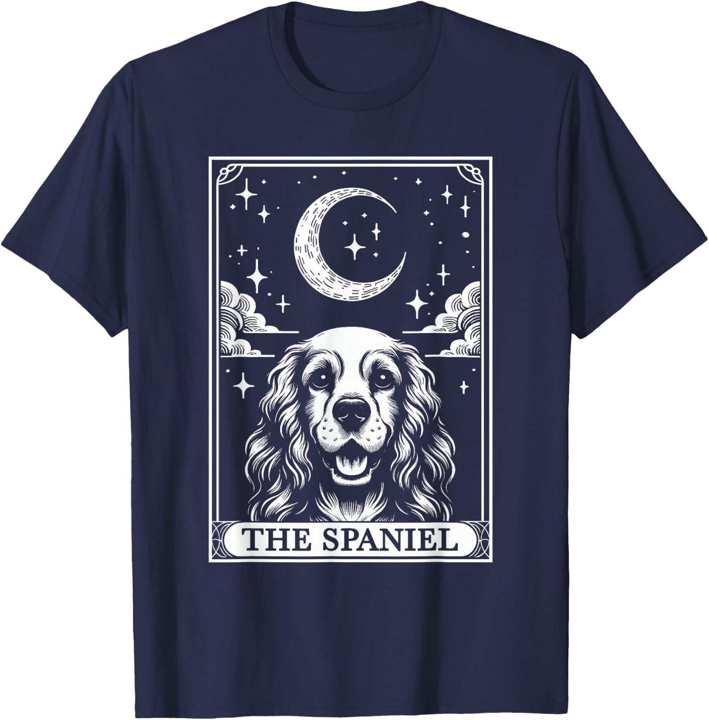 Tarot Card Vintage Crescent Moon American Cocker Spaniel T-Shirt - T-Shirt | Navy