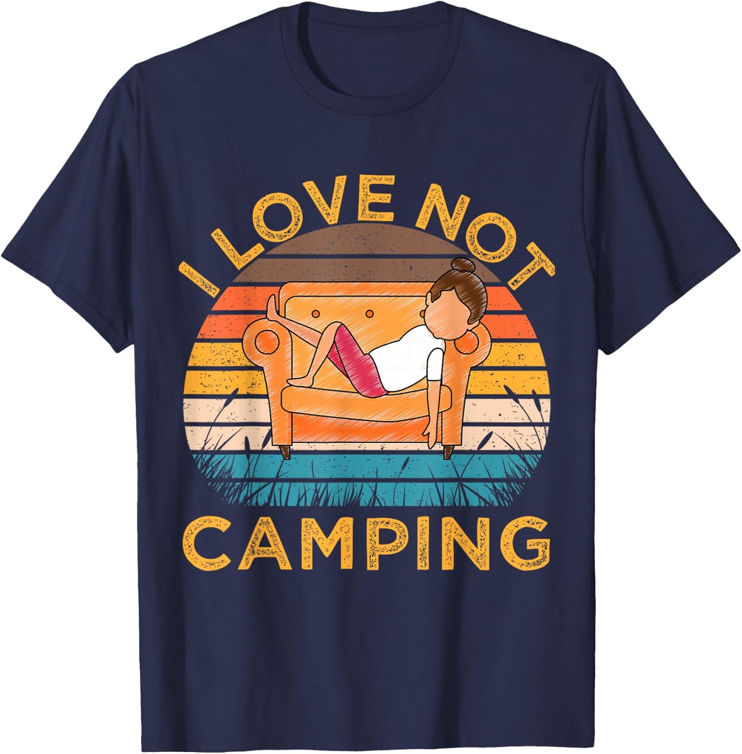 Indoorsy Girls I Love Not Camping Vintage Homebody Mom Girl T-Shirt - T-Shirt | Navy