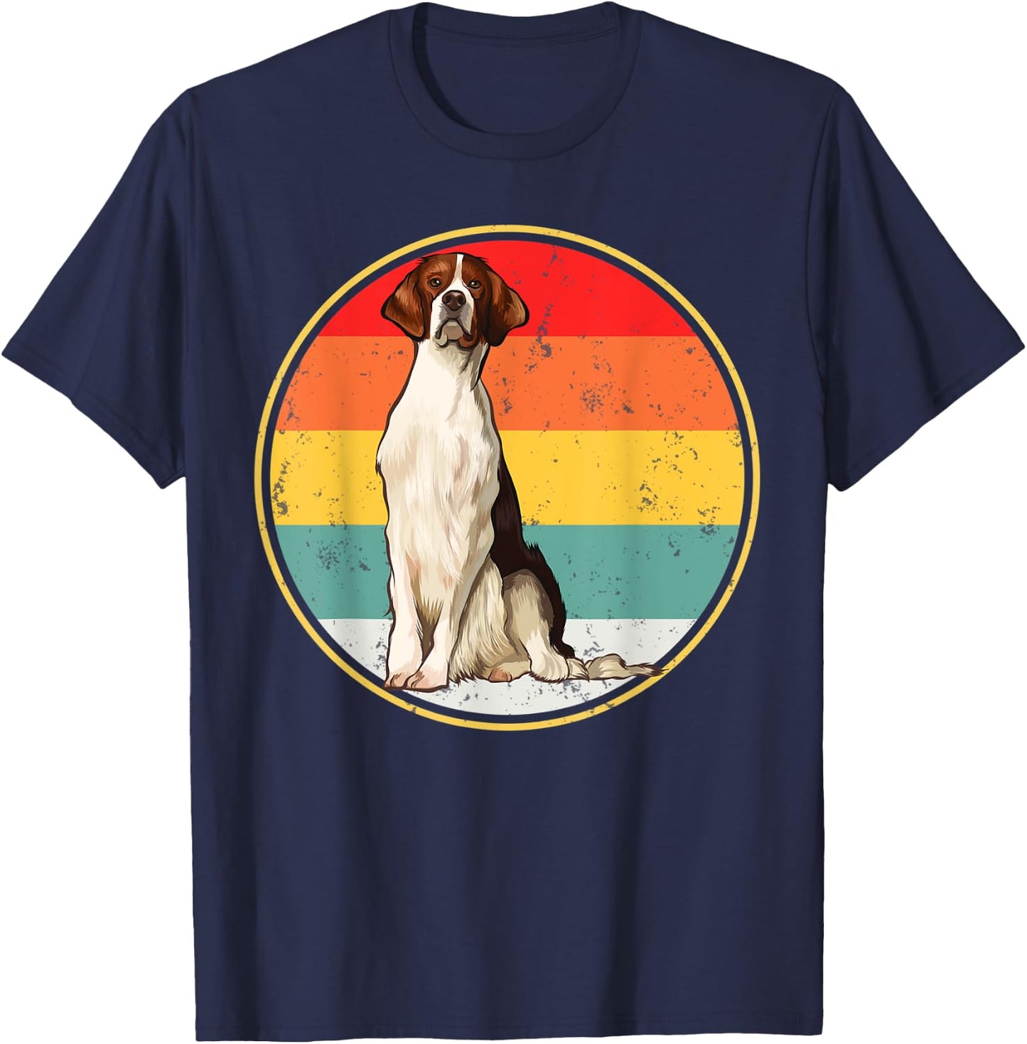 Vintage Retro Sunset Irish Red and White Setter Dog Women T-Shirt - T-Shirt | Navy