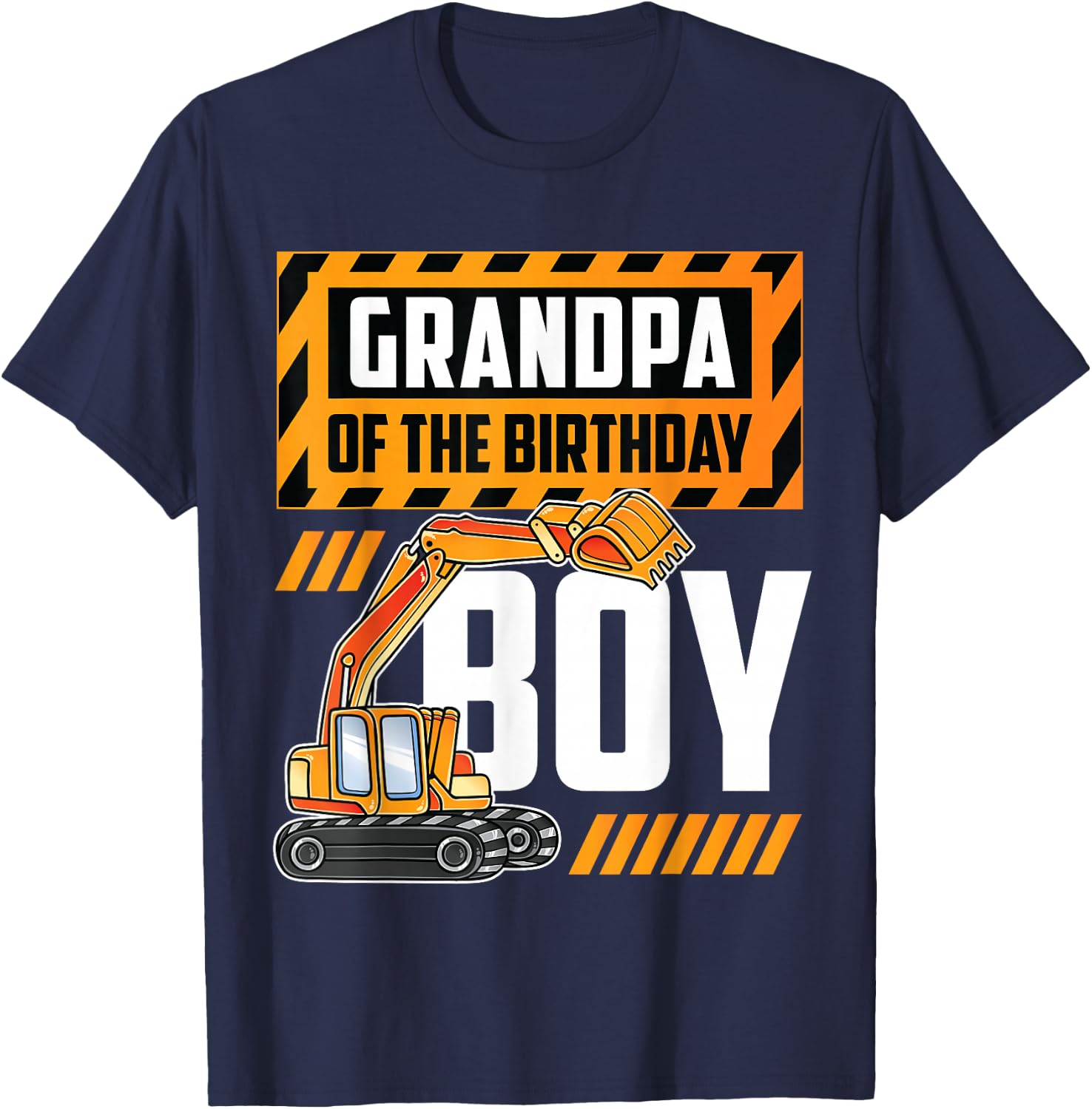 vehicle construction excavator Grandpa of the Birthday Boy T-Shirt - T-Shirt | Navy