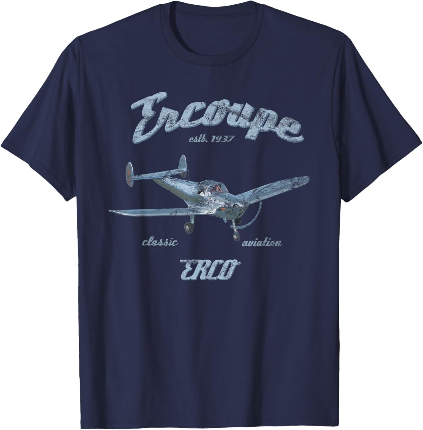 Ercoupe Airplane Classic Aviation Pilot Vintage T-Shirt - T-Shirt | Navy