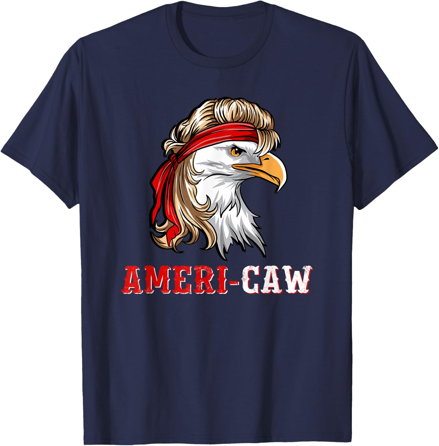 Funny July 4th American Flag USA Patriotic Eagle Ameri-caw T-Shirt - T-Shirt | Navy