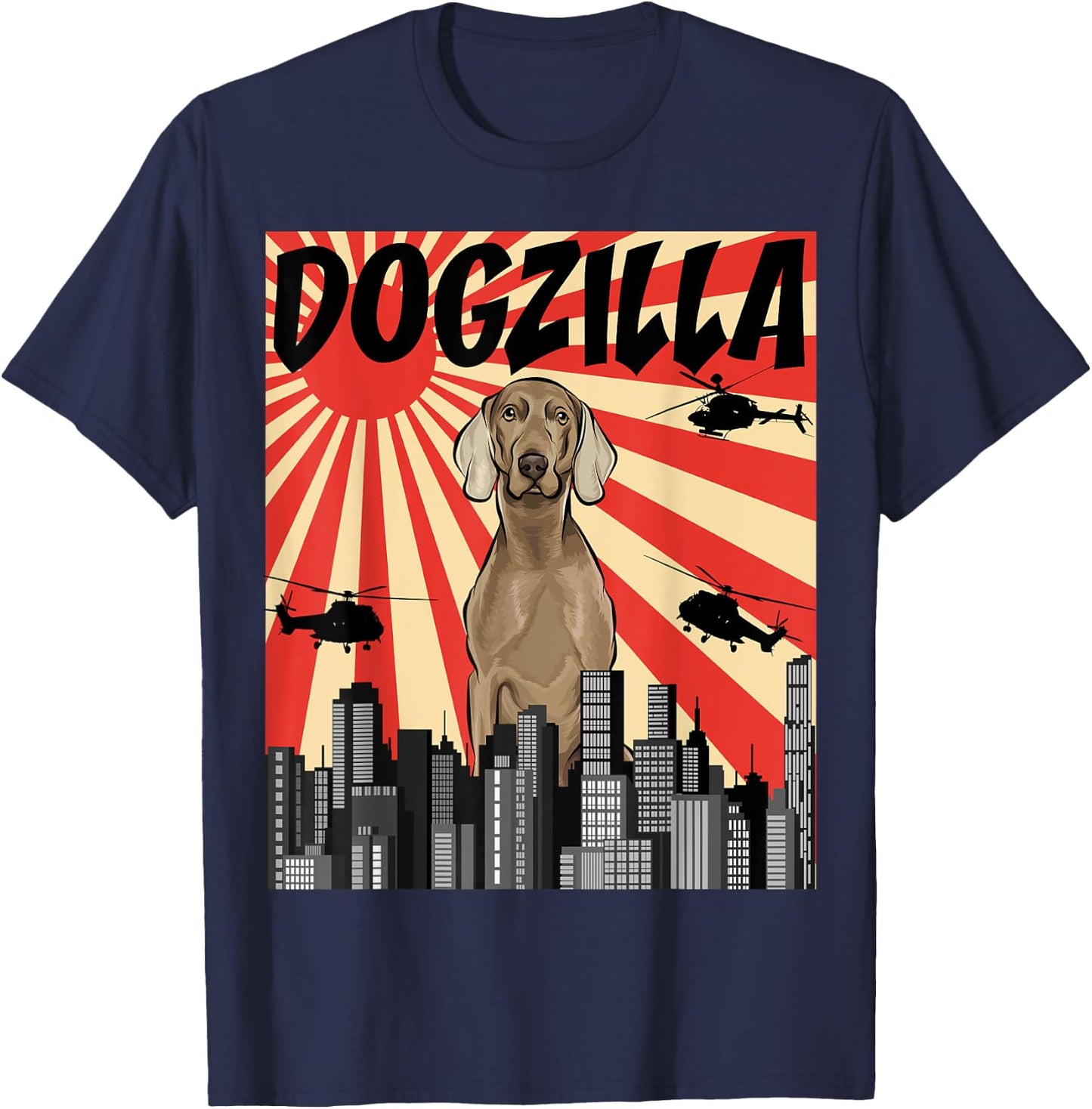 Funny Retro Japanese Dogzilla Weimaraner T-Shirt - T-Shirt | Navy