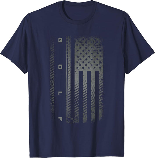 American Flag Golfer Golf T-Shirt - T-Shirt | Navy