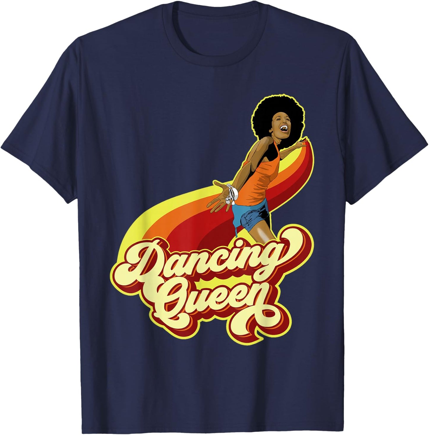 70s Dancing Afro Funk Queen T-Shirt - T-Shirt | Navy