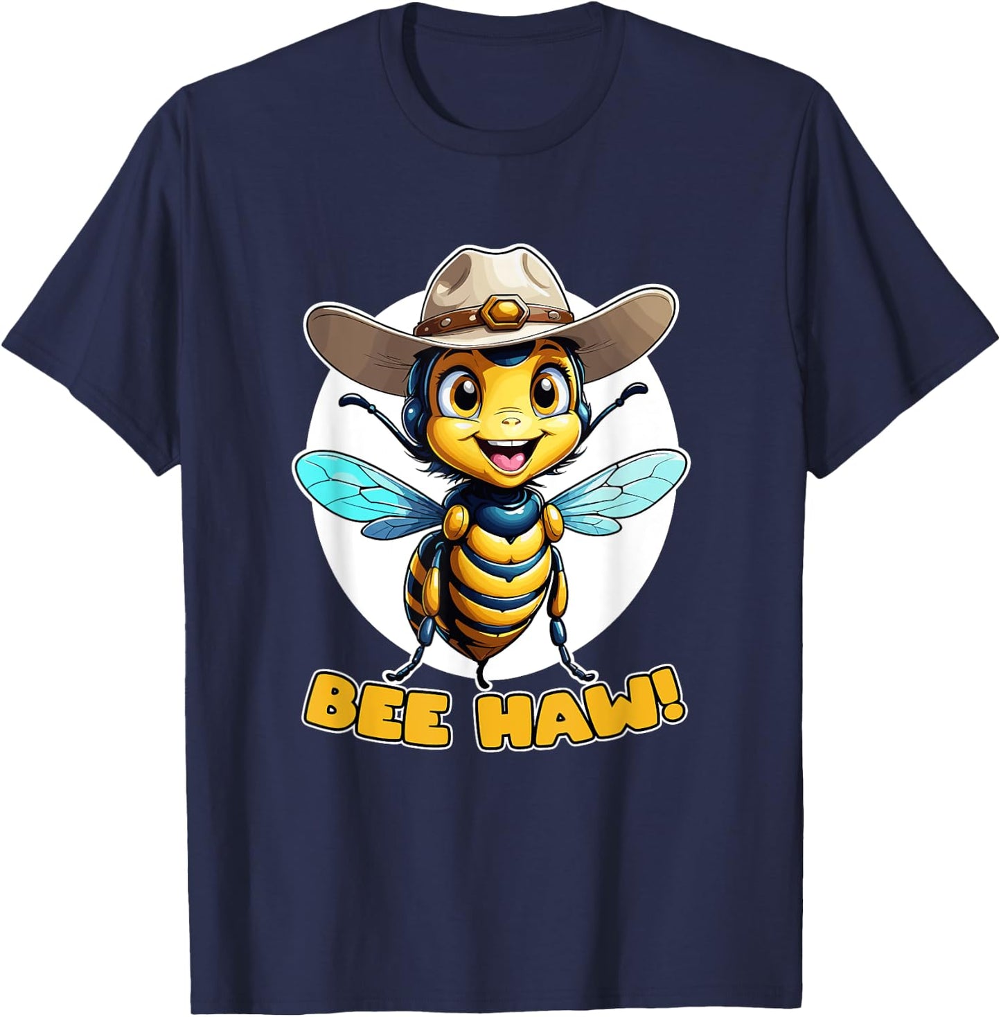 Funny Bee Haw Bumblebee Girl Cowboy Hat T-Shirt - T-Shirt | Navy