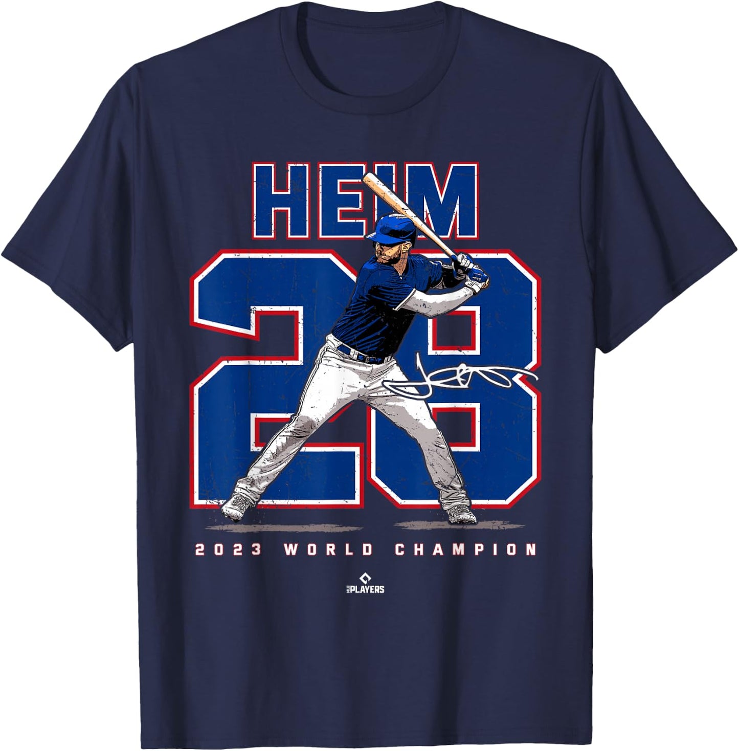 Player Number 2023 World Champion Jonah Heim Texas MLBPA T-Shirt - T-Shirt | Navy