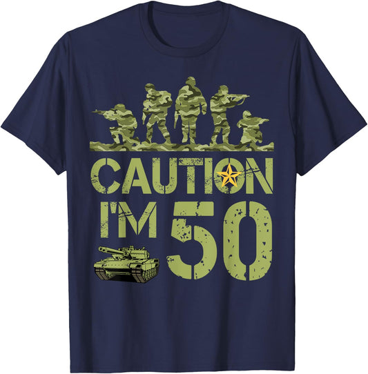 50th Birthday Military I'm 50 Year Old Soldier Camo Birthday T-Shirt - T-Shirt | Navy