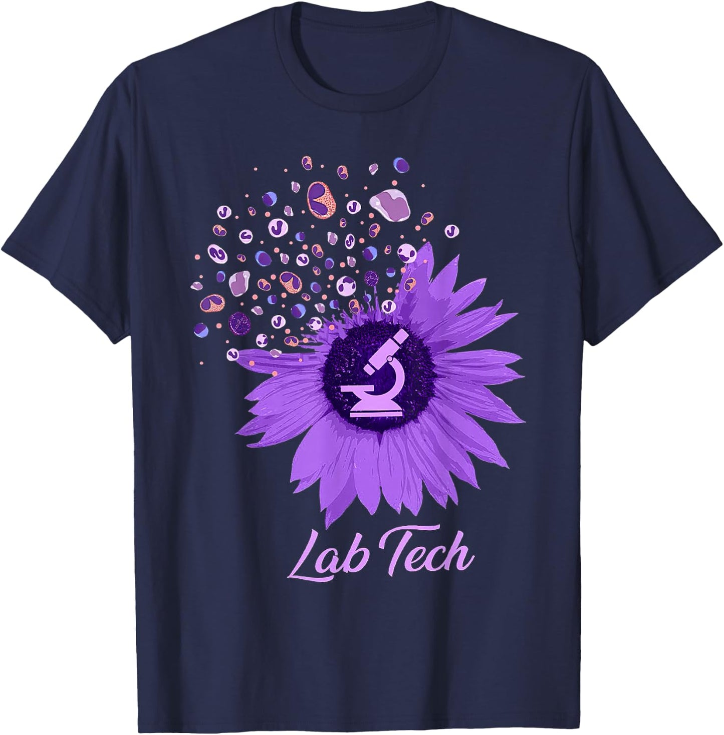 Lab Tech SunFlower Med Tech Funny Medical Technician Lab T-Shirt - T-Shirt | Navy