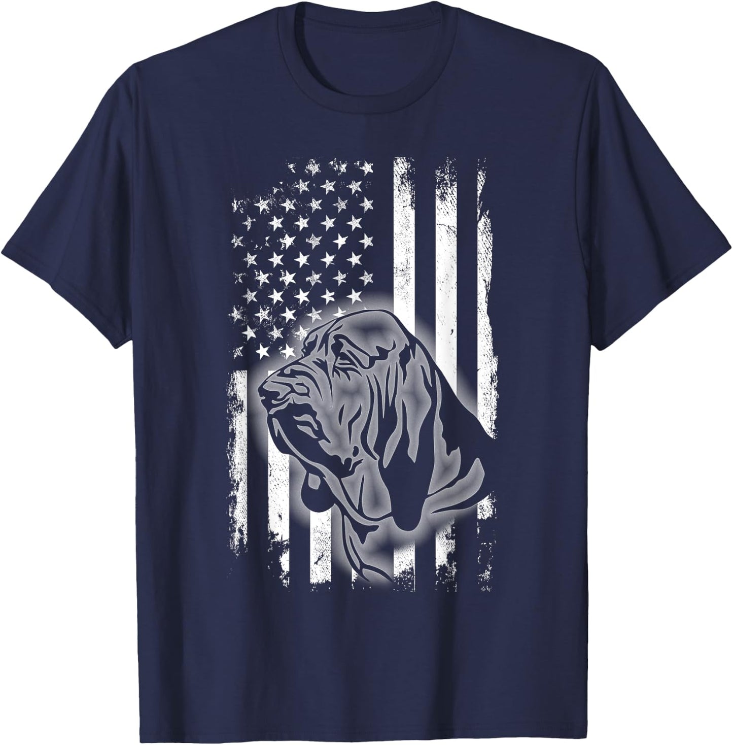 Bloodhound American Flag Cool USA Patriotic Dog Lover Gift T-Shirt - T-Shirt | Navy