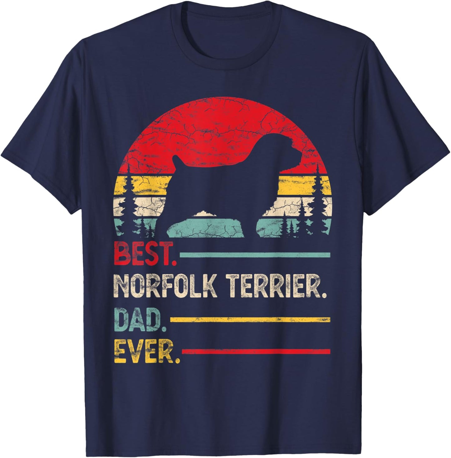 Norfolk Terrier Best Dad Ever Gift Dog Vintage Retro Men T-Shirt - T-Shirt | Navy