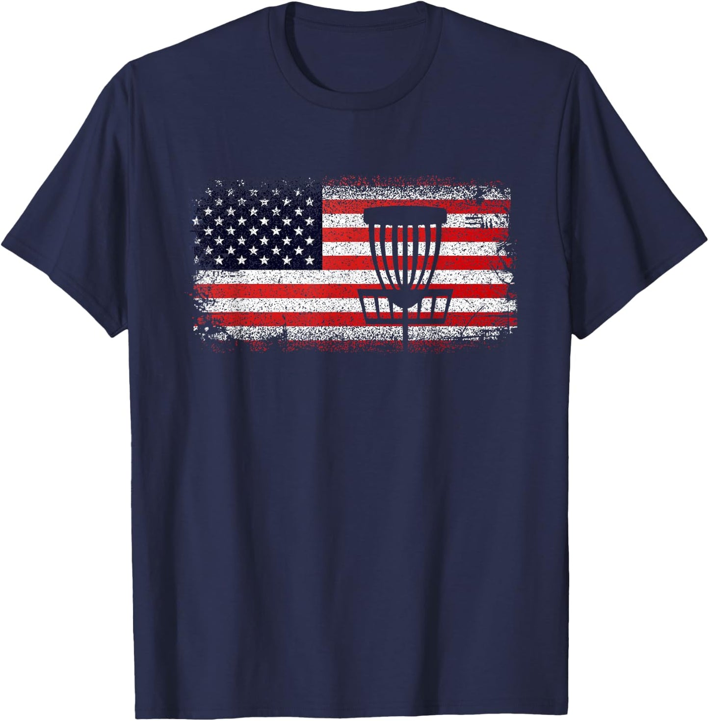 Disc Golf American Flag - Red White and Blue Women Kids Men T-Shirt - T-Shirt | Navy
