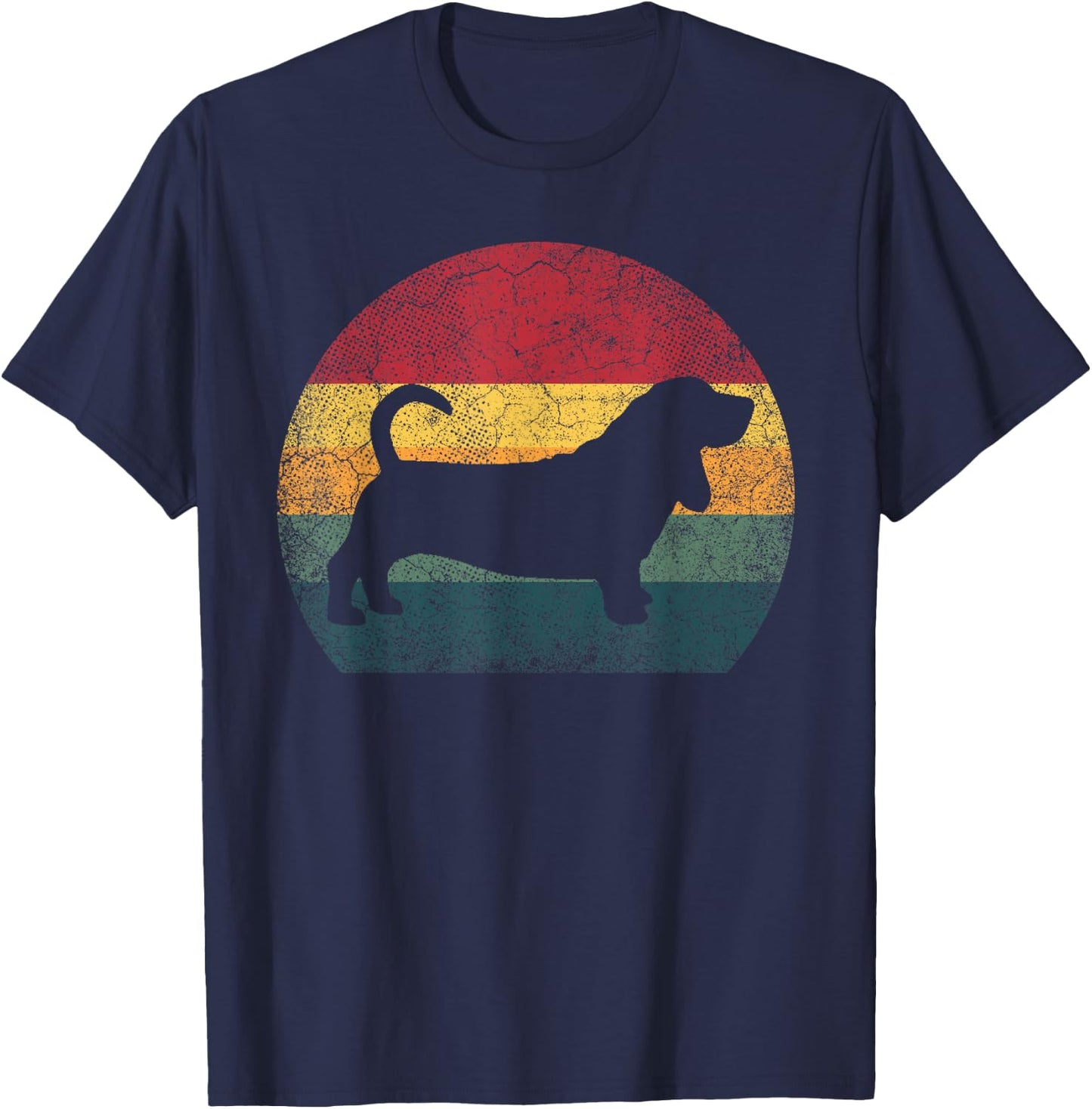 Basset Hound Dog Vintage Distressed Retro Style Men Women T-Shirt - T-Shirt | Navy