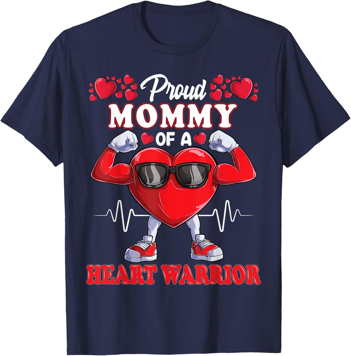 Proud Mommy of a Heart Warrior CHD Awareness T-Shirt - T-Shirt | Navy