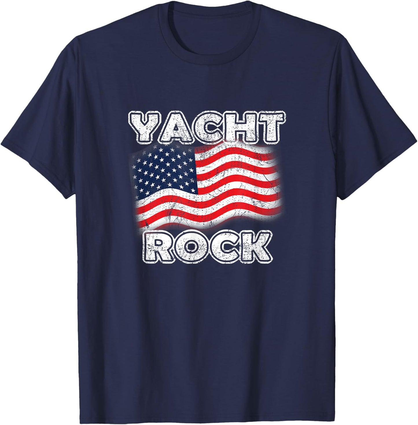 Yacht Rock American Flag Fun July 4th Maritime Vintage Style Women Men T-Shirt - T-Shirt | Navy
