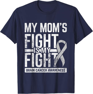 Mom's Fight My Fight Brain Cancer Awareness Brain Tumor T-Shirt - T-Shirt | Navy