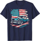 Vintage Classic Car American Flag 4th of July Patriotic T-Shirt - T-Shirt | Navy