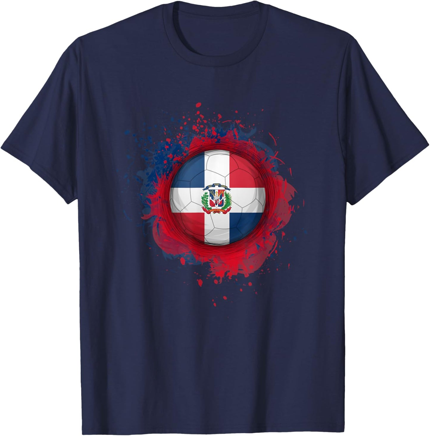 Proud Heritage Dominican Republic Flag Soccer Ball T-Shirt - T-Shirt | Navy