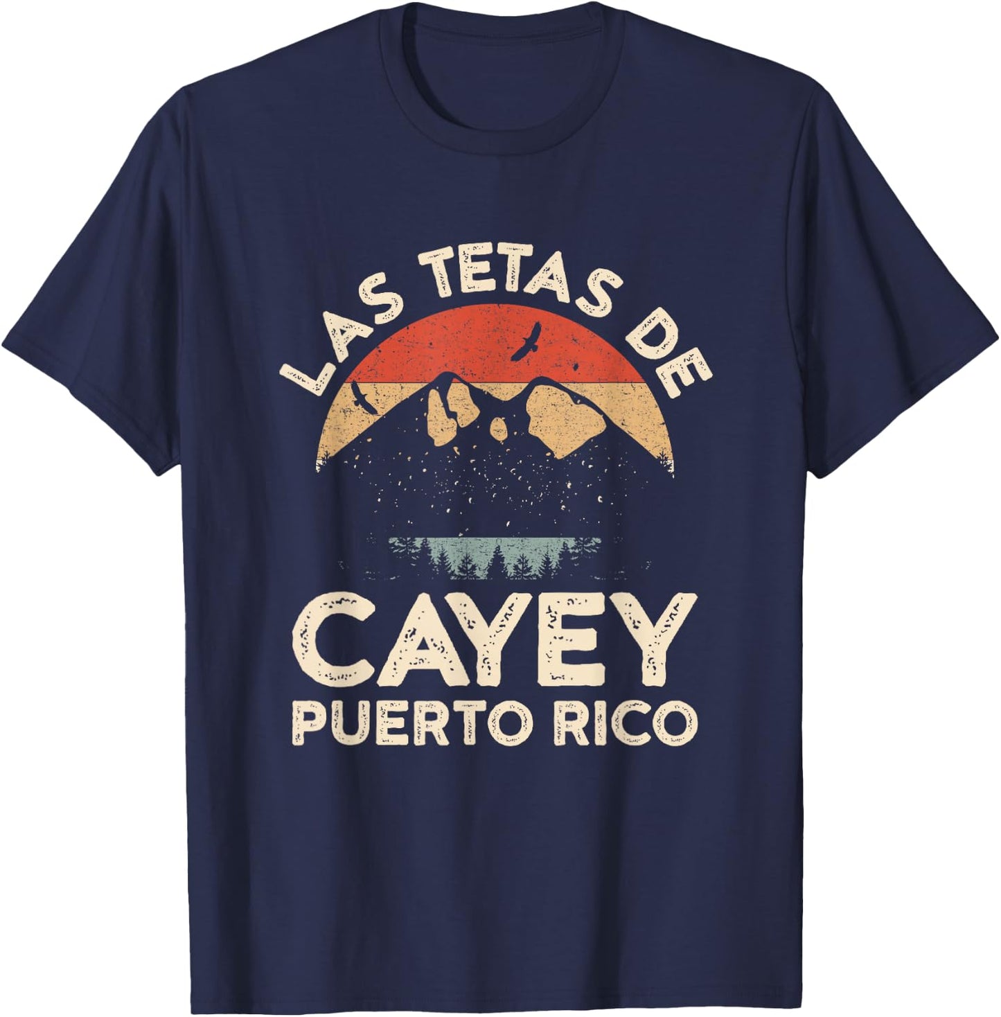 Las Tetas De Cayey Puerto Rico Retro Vintage Graphic T-Shirt - T-Shirt | Navy