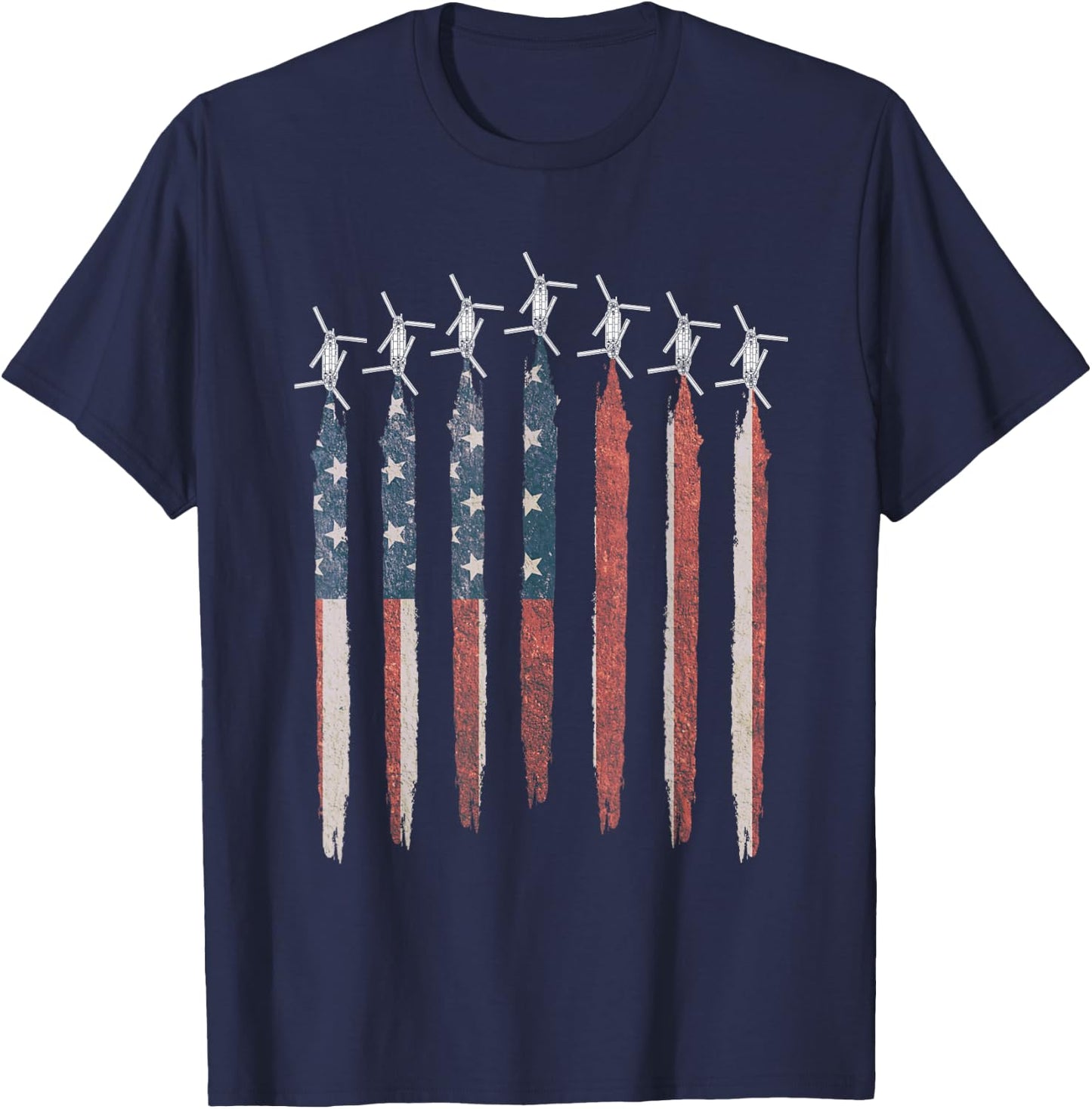 CH47 Chinook Helicopter American Flag Chinook Squadron T-Shirt - T-Shirt | Navy