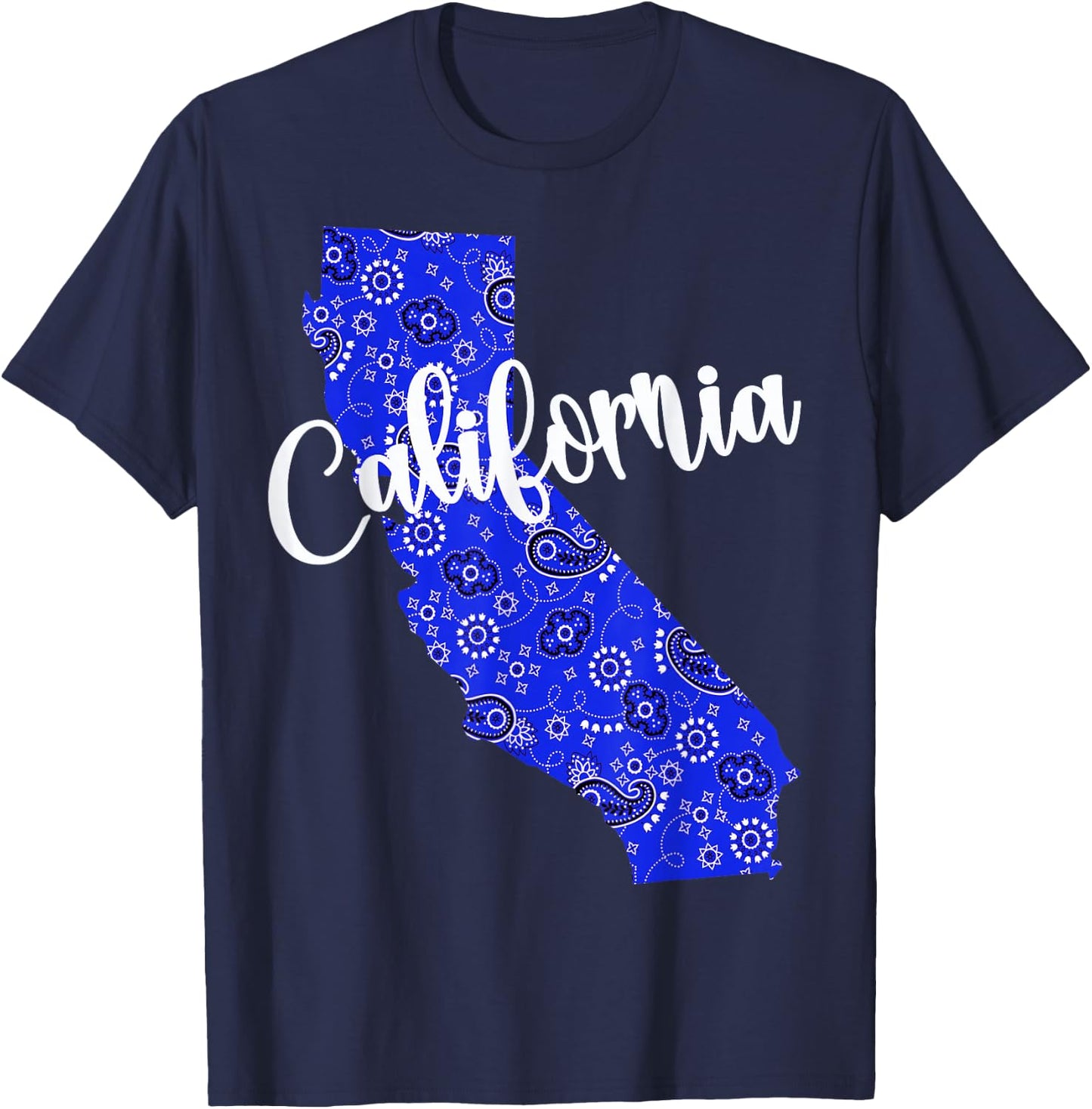 Bandana California Blue Bandanna Pattern State Pride T-Shirt - T-Shirt | Navy