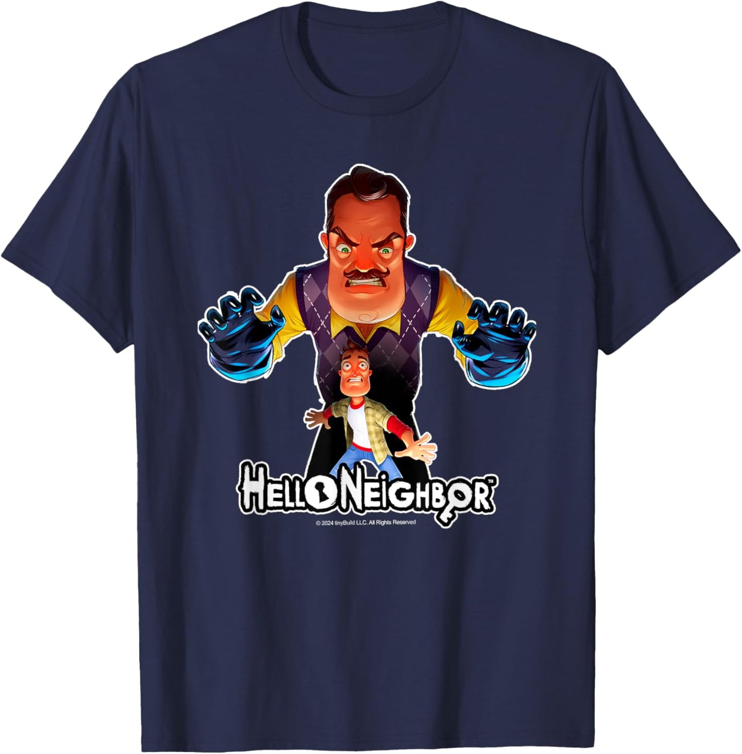 Hello Neighbor - Game Related Designs , Small, Blue T-Shirt - T-Shirt | Navy