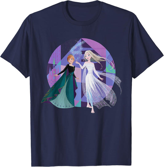 Disney Frozen 2 Queen Anna and Snow Queen Elsa T-Shirt - T-Shirt | Navy