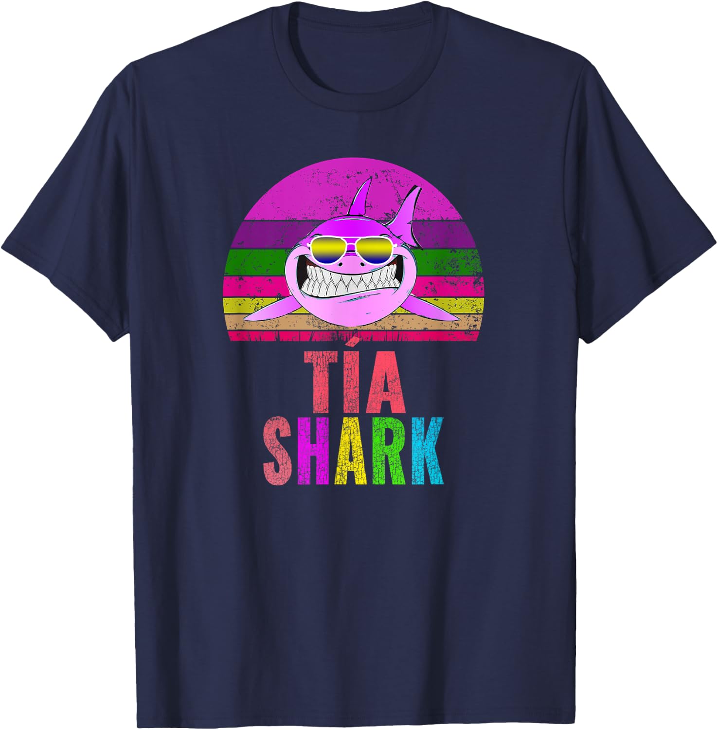 Tia Shark Funny Spanish Aunt Vintage T-Shirt - T-Shirt | Navy
