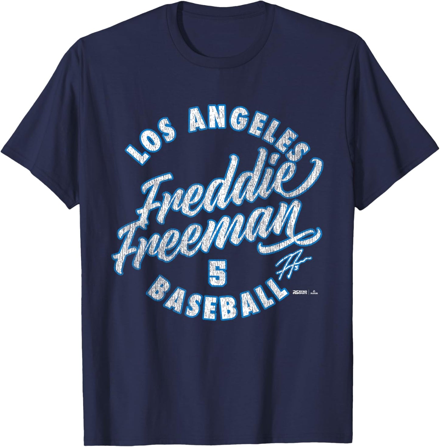 Freddie Freeman Los Angeles Baseball Vintage Cursive MLBPA T-Shirt - T-Shirt | Navy