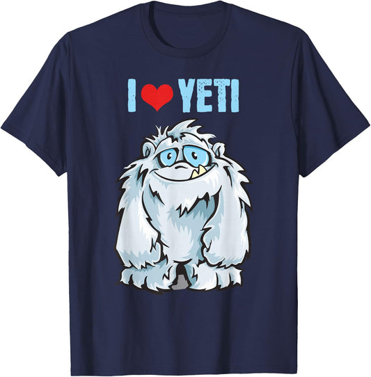 I Heart Yeti - I Love Yeti Men Girls Boys T-Shirt - T-Shirt | Navy