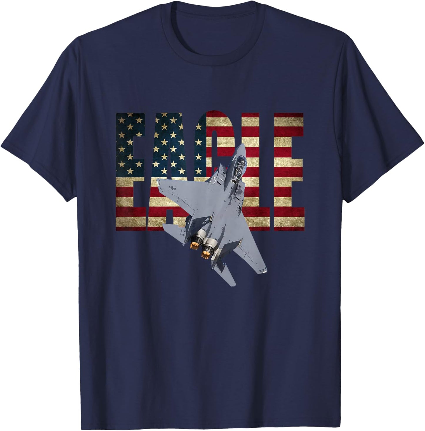 F-15 Eagle US American Flag T-Shirt - T-Shirt | Navy