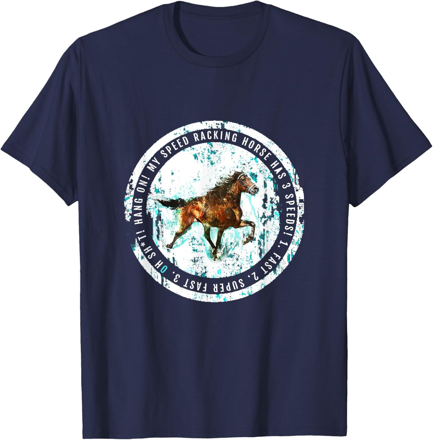 TrailRide Singlefoot Standardbred Rowdy Horse T-Shirt - T-Shirt | Navy