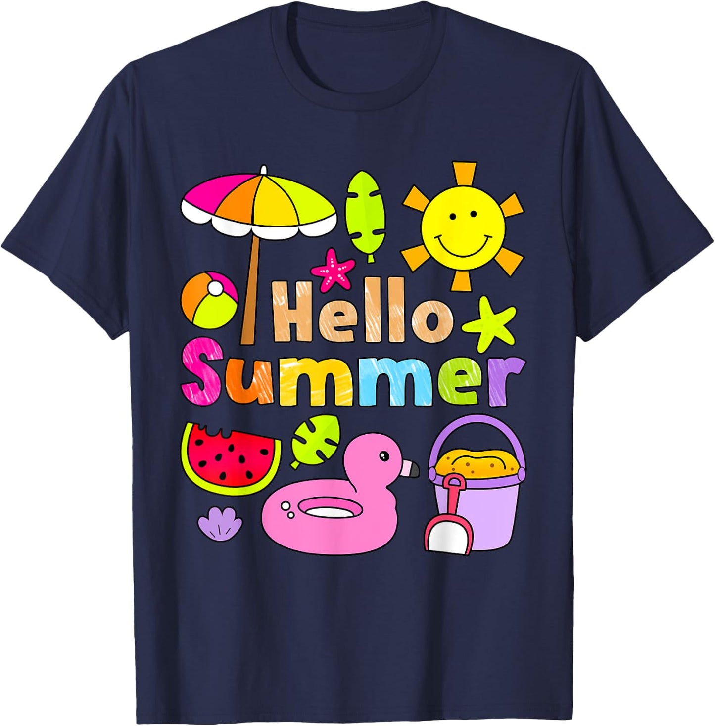 Hello Summer Happy Last Day School Summer Vacation Toddler T-Shirt - T-Shirt | Navy