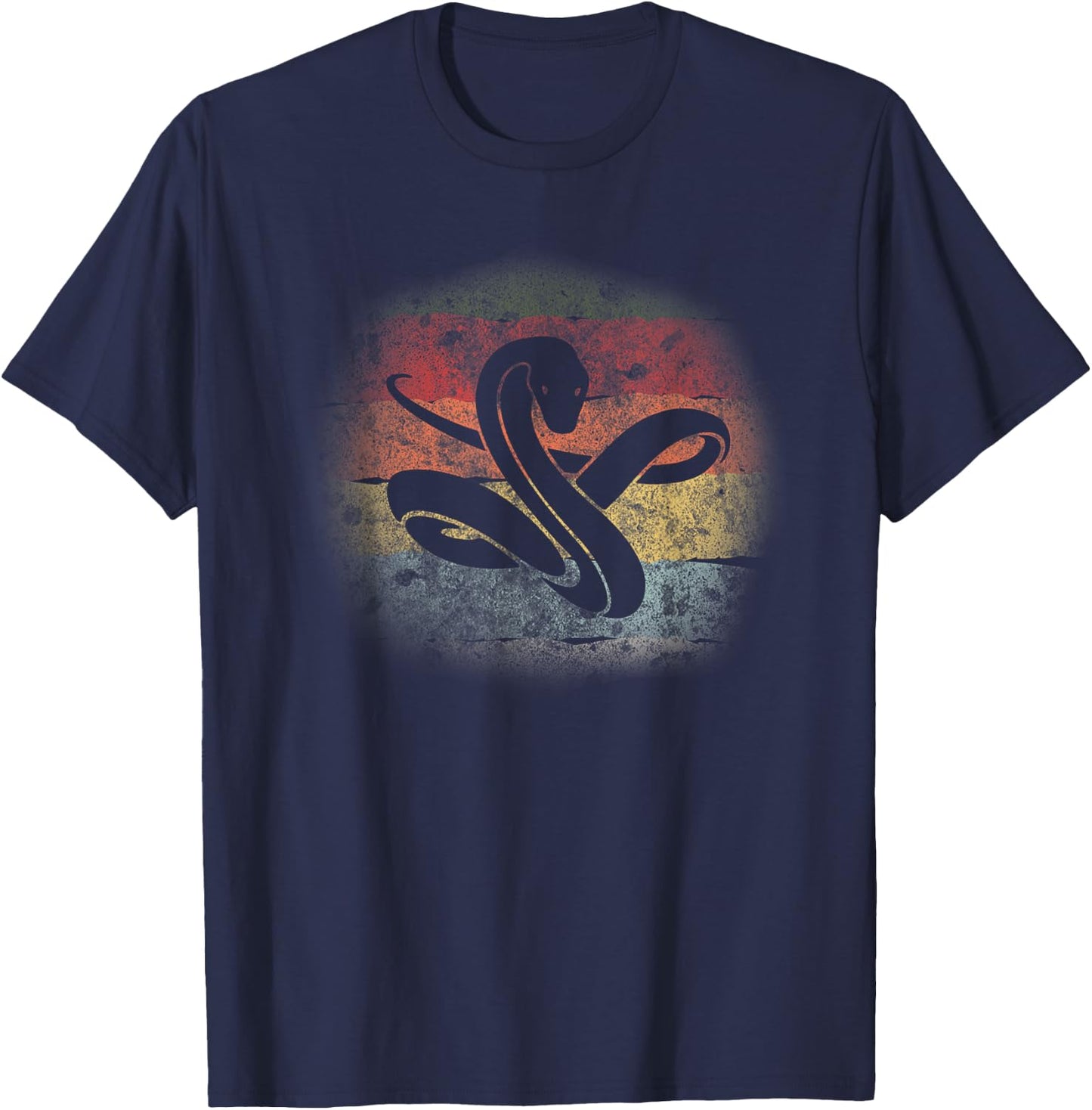 Snake Silhouette Retro 70s 80s Viper Phyton Animal Reptile T-Shirt - T-Shirt | Navy