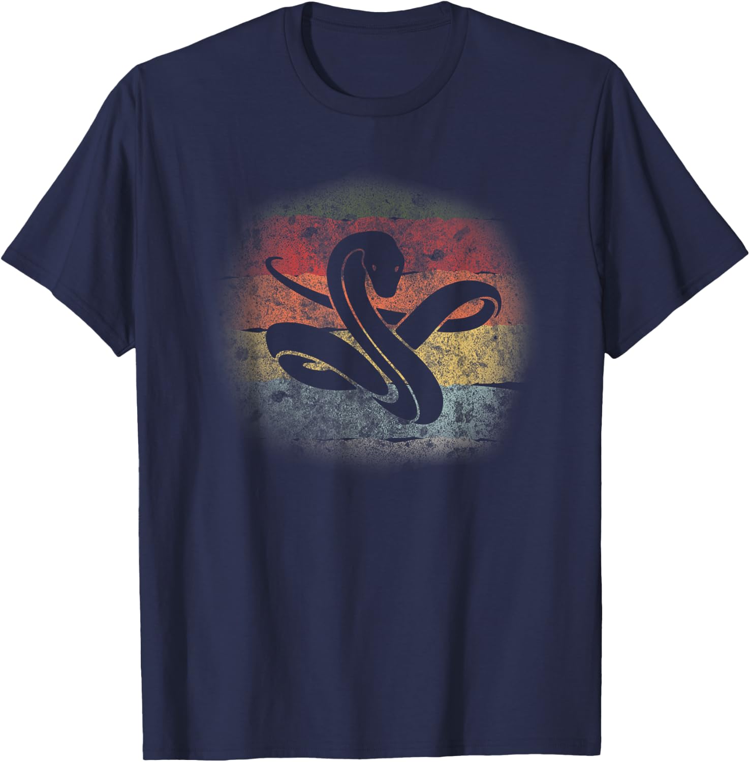 Snake Silhouette Retro 70s 80s Viper Phyton Animal Reptile T-Shirt - T-Shirt | Navy
