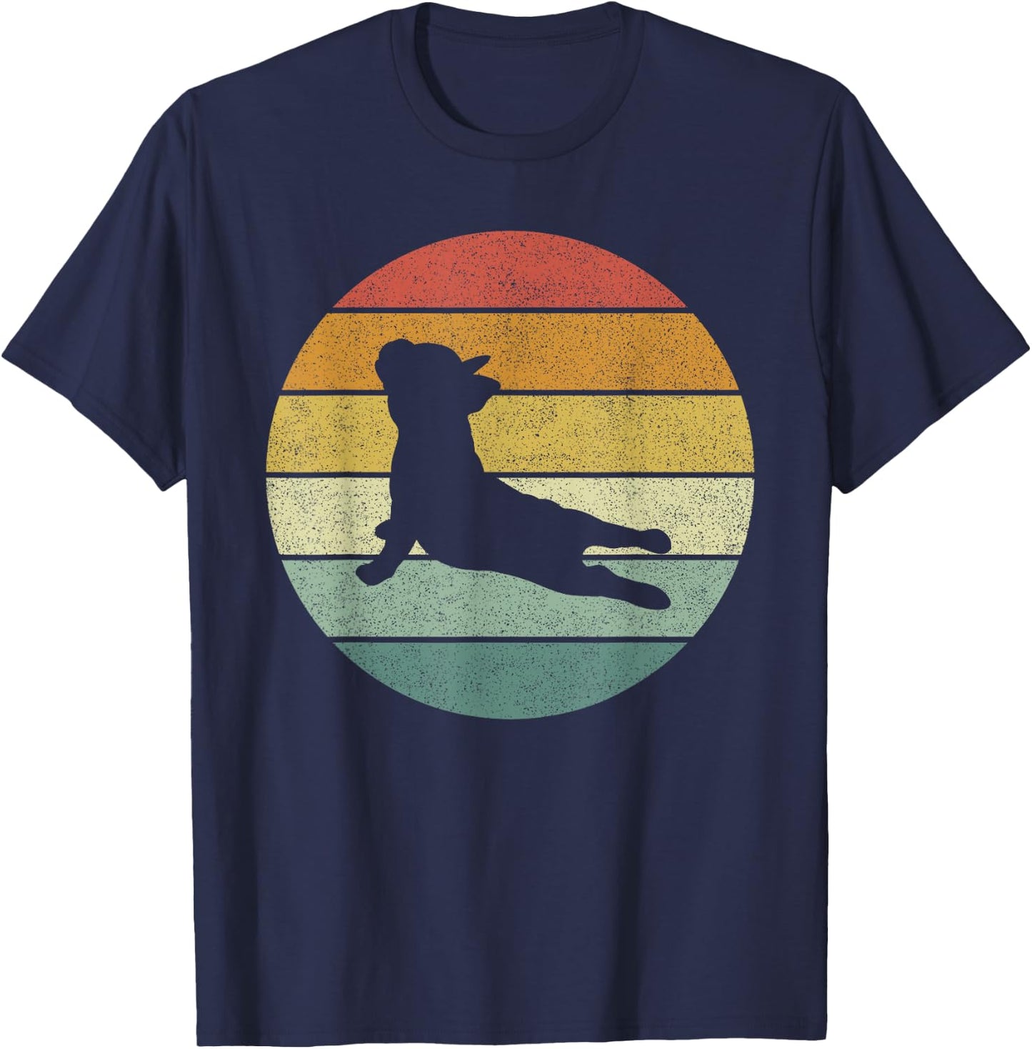 Vintage Retro French Bulldog Shirt Yoga Funny French Bulldog Women Girls Kids T-Shirt - T-Shirt | Navy