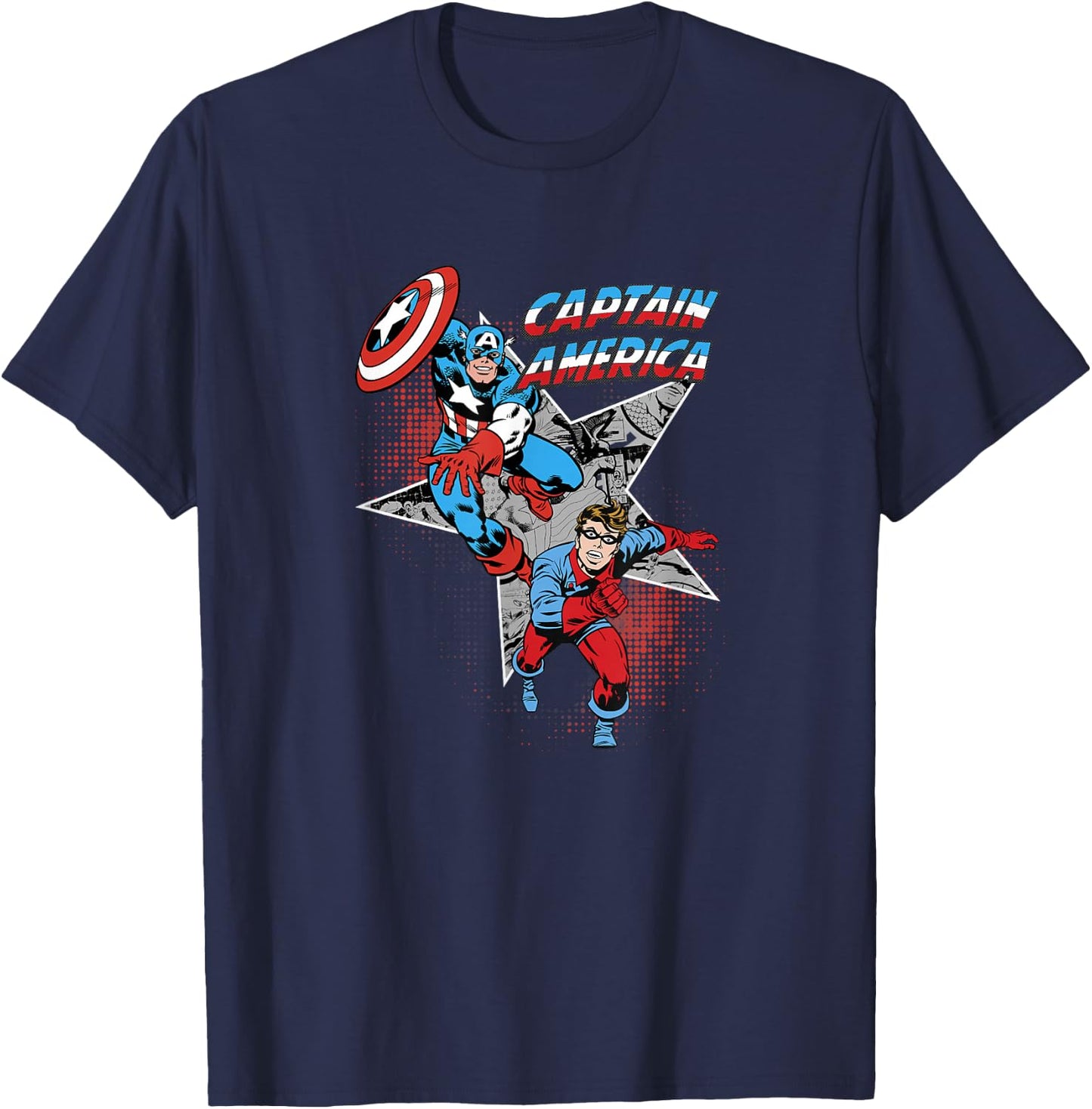 Marvel Captain America Bucky Retro Team Portrait T-Shirt - T-Shirt | Navy