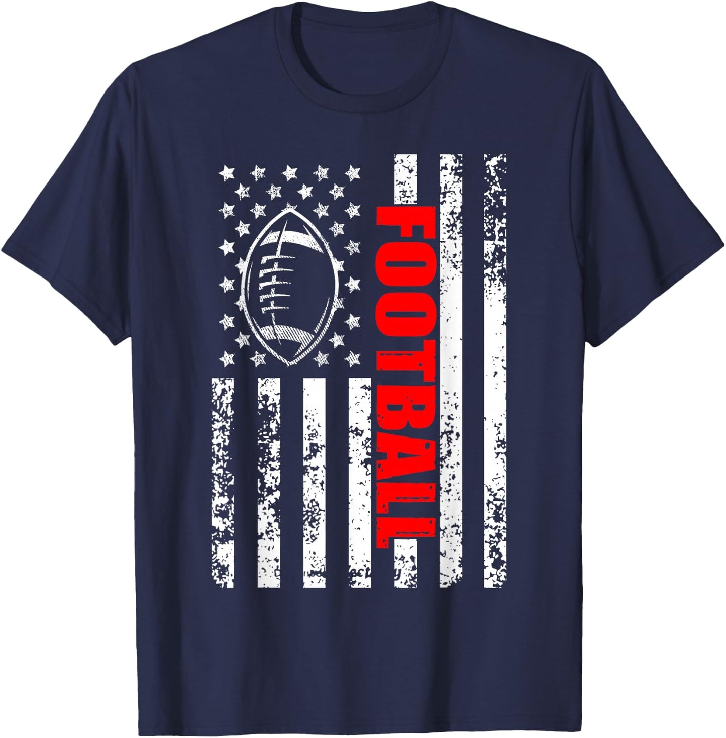 American Flag Football Patriotic Football T-Shirt - T-Shirt | Navy