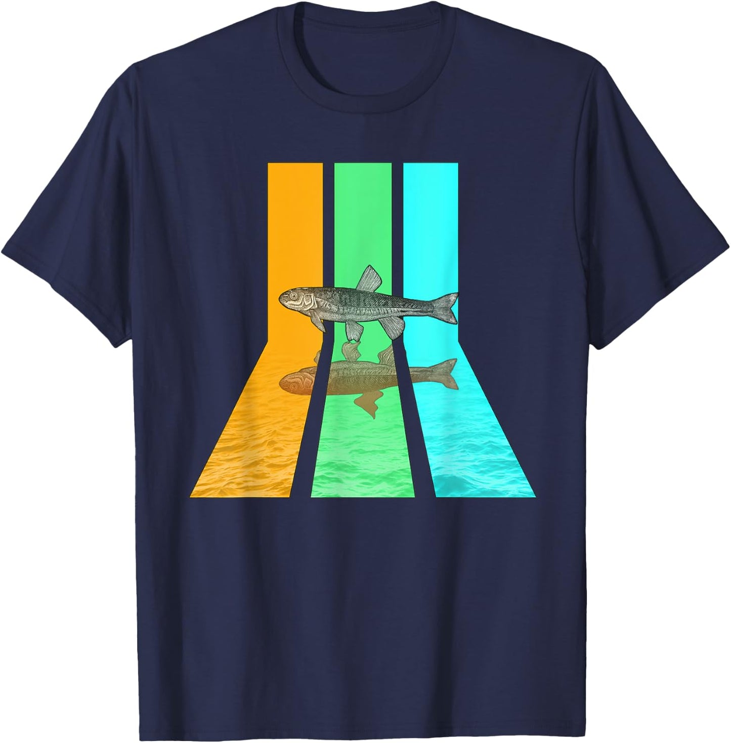 Retro 80s Vintage Style Minnow T-Shirt - T-Shirt | Navy