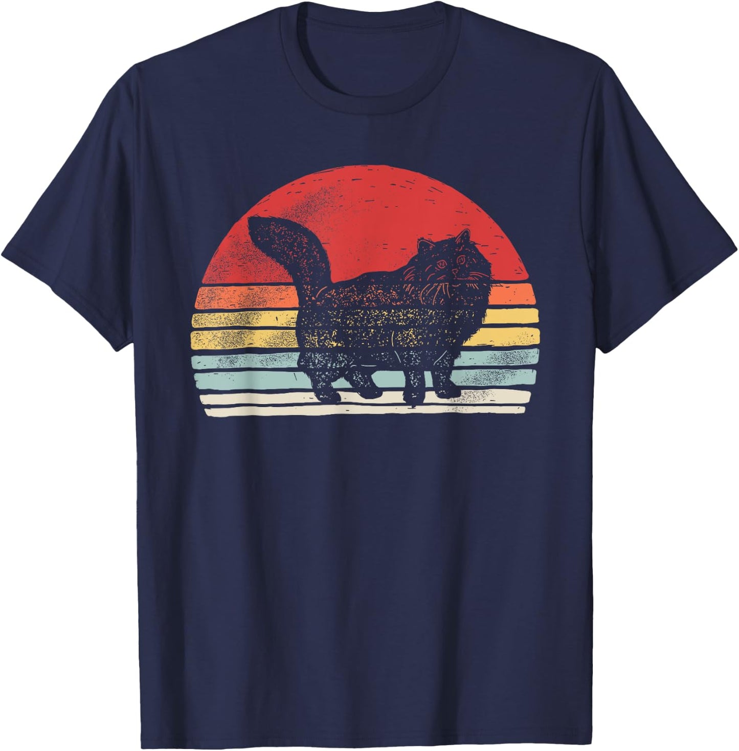 Vintage Retro Siberian Cat T-Shirt - T-Shirt | Navy