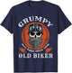 Vintage Grumpy Old Biker Skull With Beard Helmet Motorcycle T-Shirt - T-Shirt | Navy